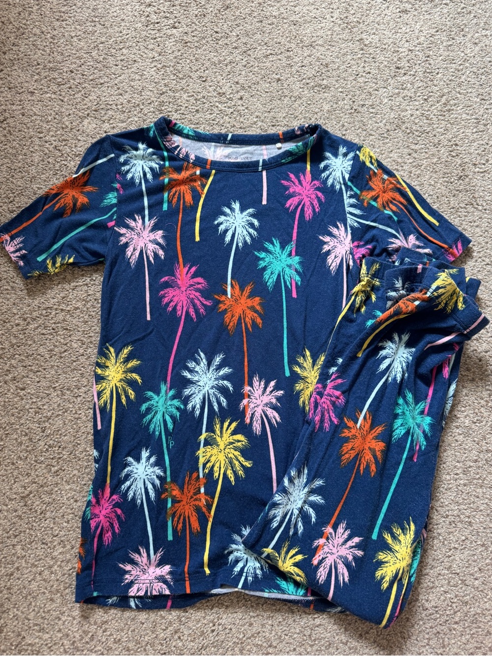 Posh Peanut Navy Palm Tree Short Sleeve & leggings
